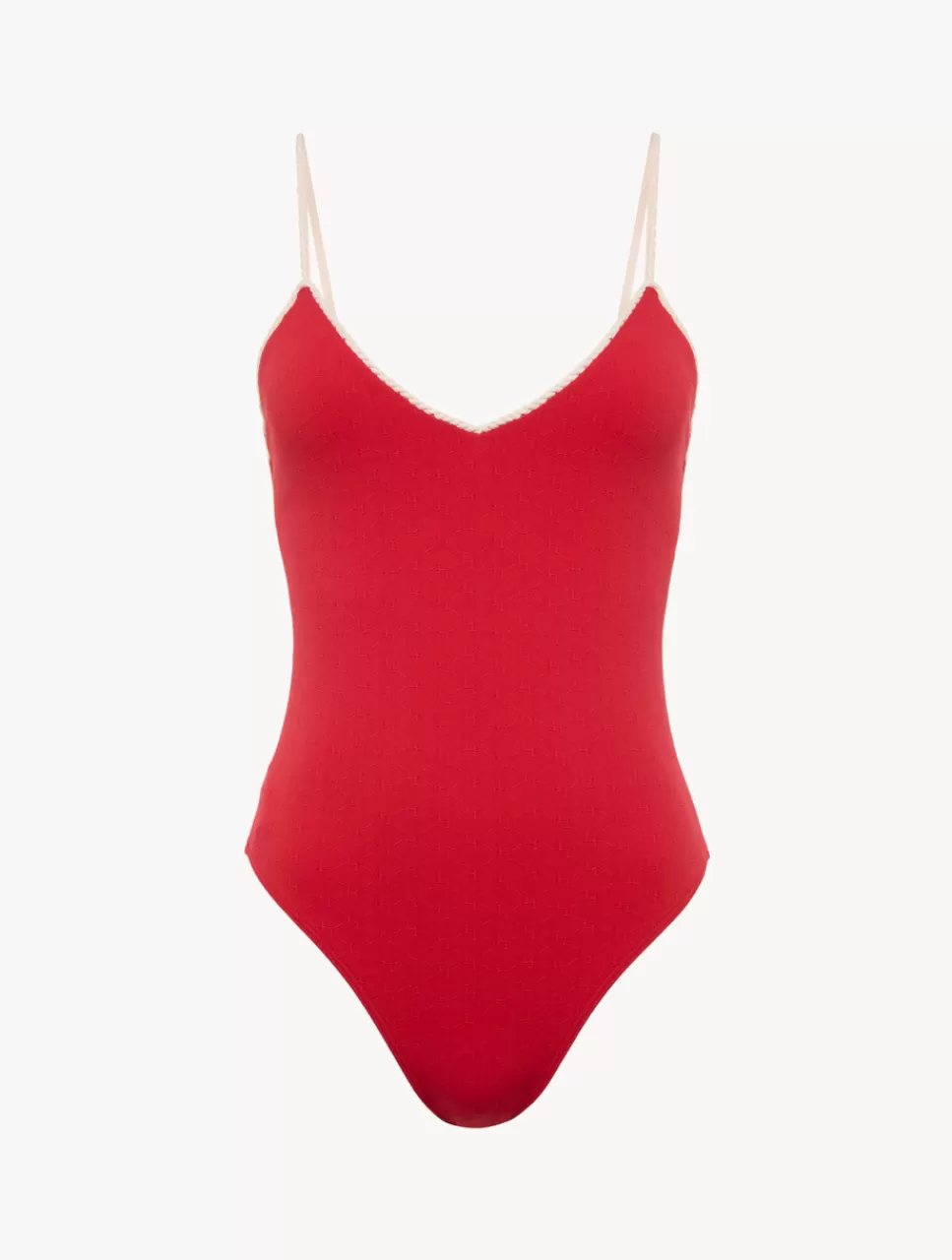 La Perla Bañador Con Escote De Pico Y Monograma Rojo Clearance