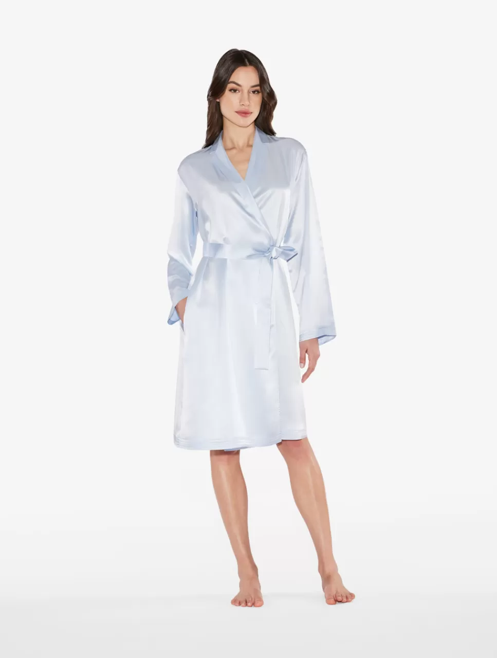 La Perla Bata Corta De Seda Azul Celeste LightBlue Sale