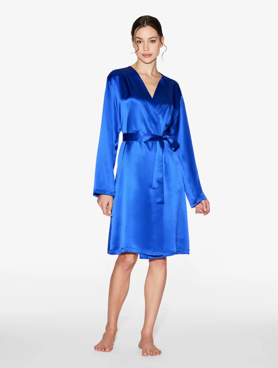 La Perla Bata Corta De Seda En Color Eléctrico Azul Outlet