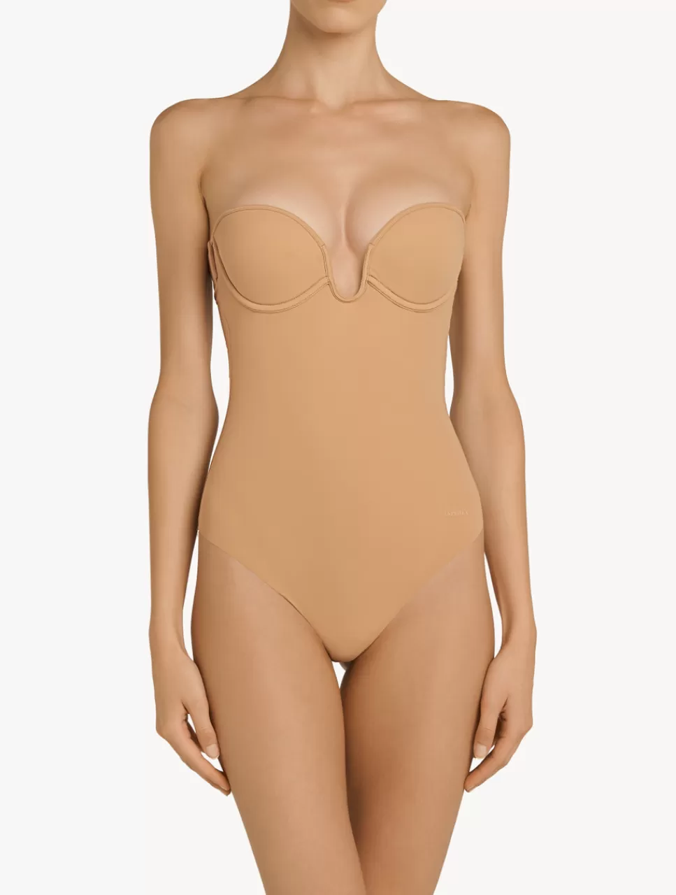 La Perla Body Acolchado Con Aros Y Escote En U Color Amaretto Nude Cheap