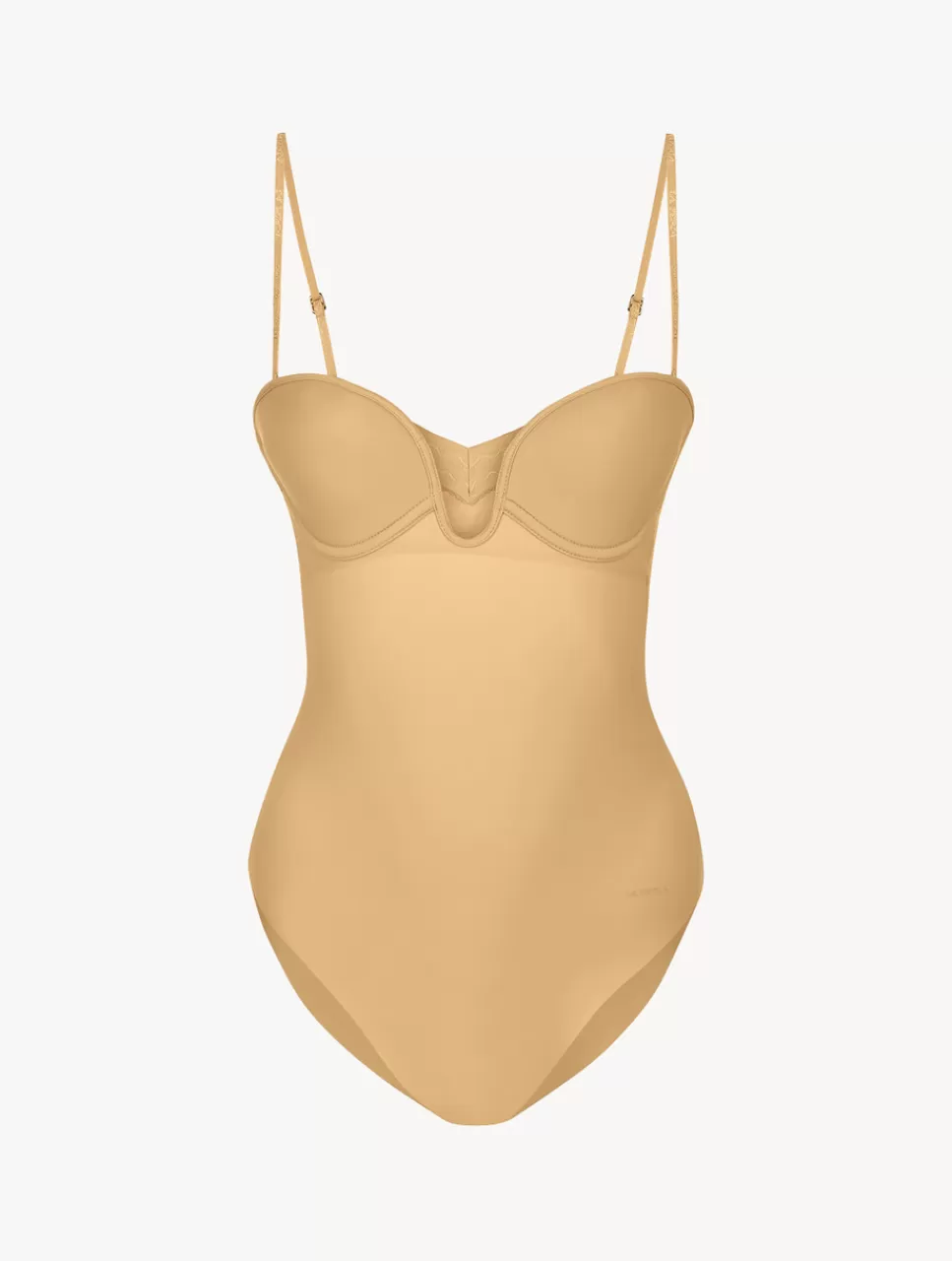 La Perla Body Acolchado Con Aros Y Escote En U Color Avellana Nude Hot