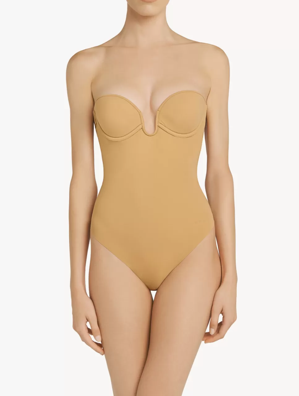 La Perla Body Acolchado Con Aros Y Escote En U Color Avellana Nude Hot