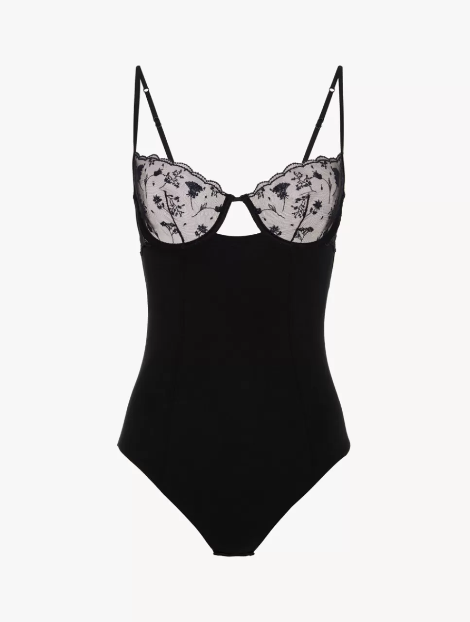 La Perla Body Onyx Con Tul Bordado Negro Hot