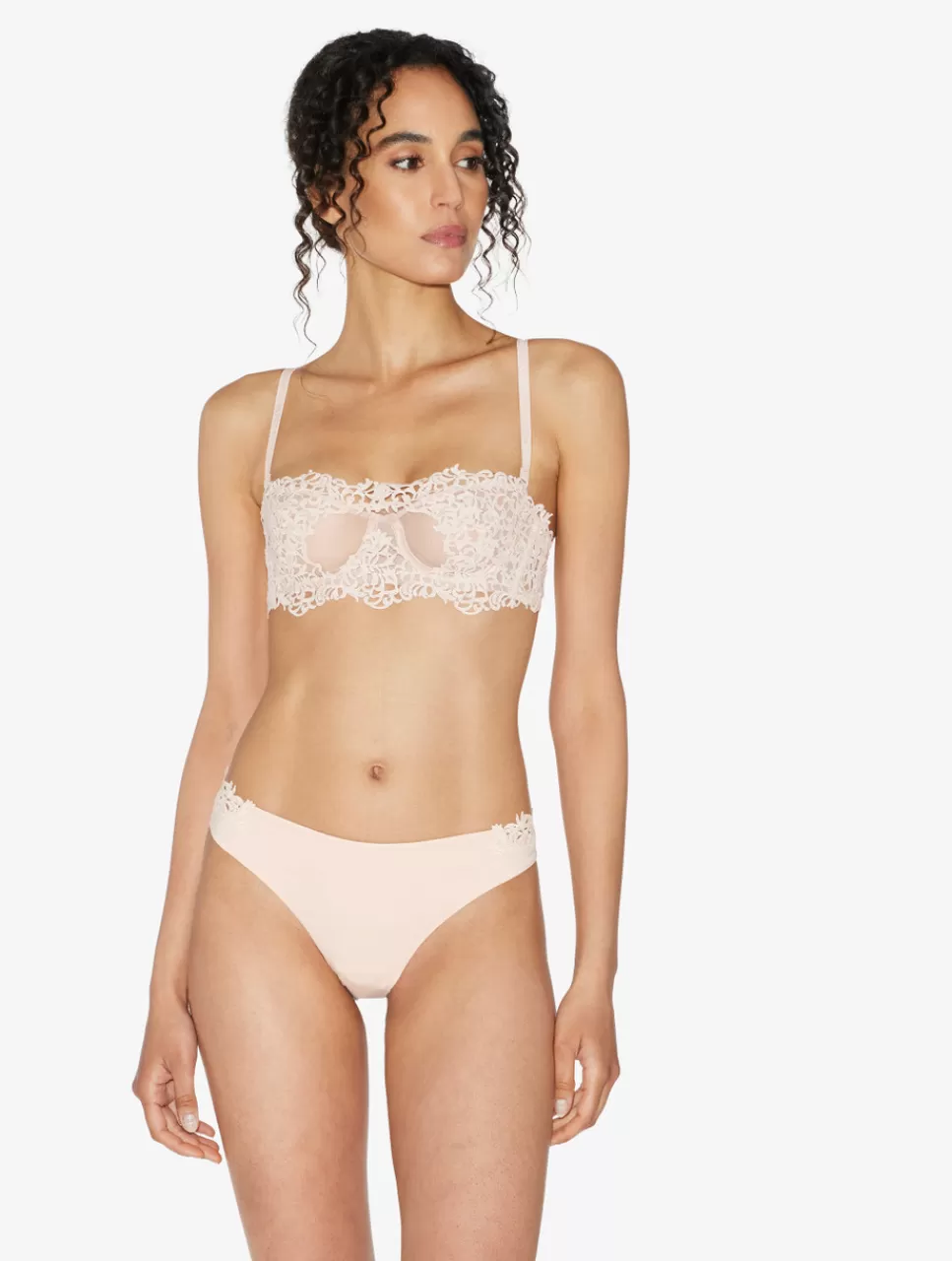 La Perla Braguita Brasileña En Lycra Beige Rosada Con Macramé RoseBeige Shop