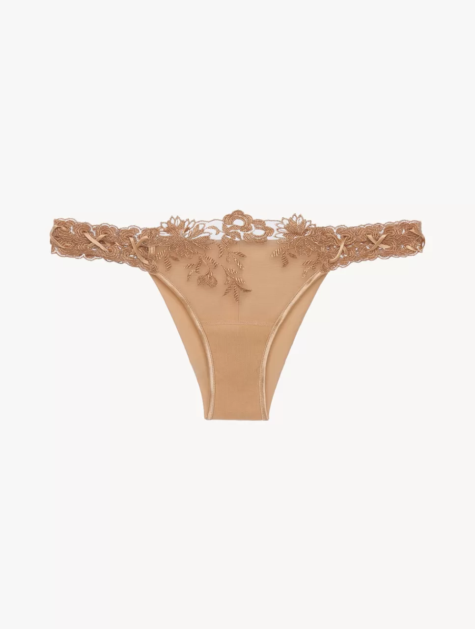 La Perla Braguita Brasileña En Lycra Con Tul Bordado Beige Nude Hot