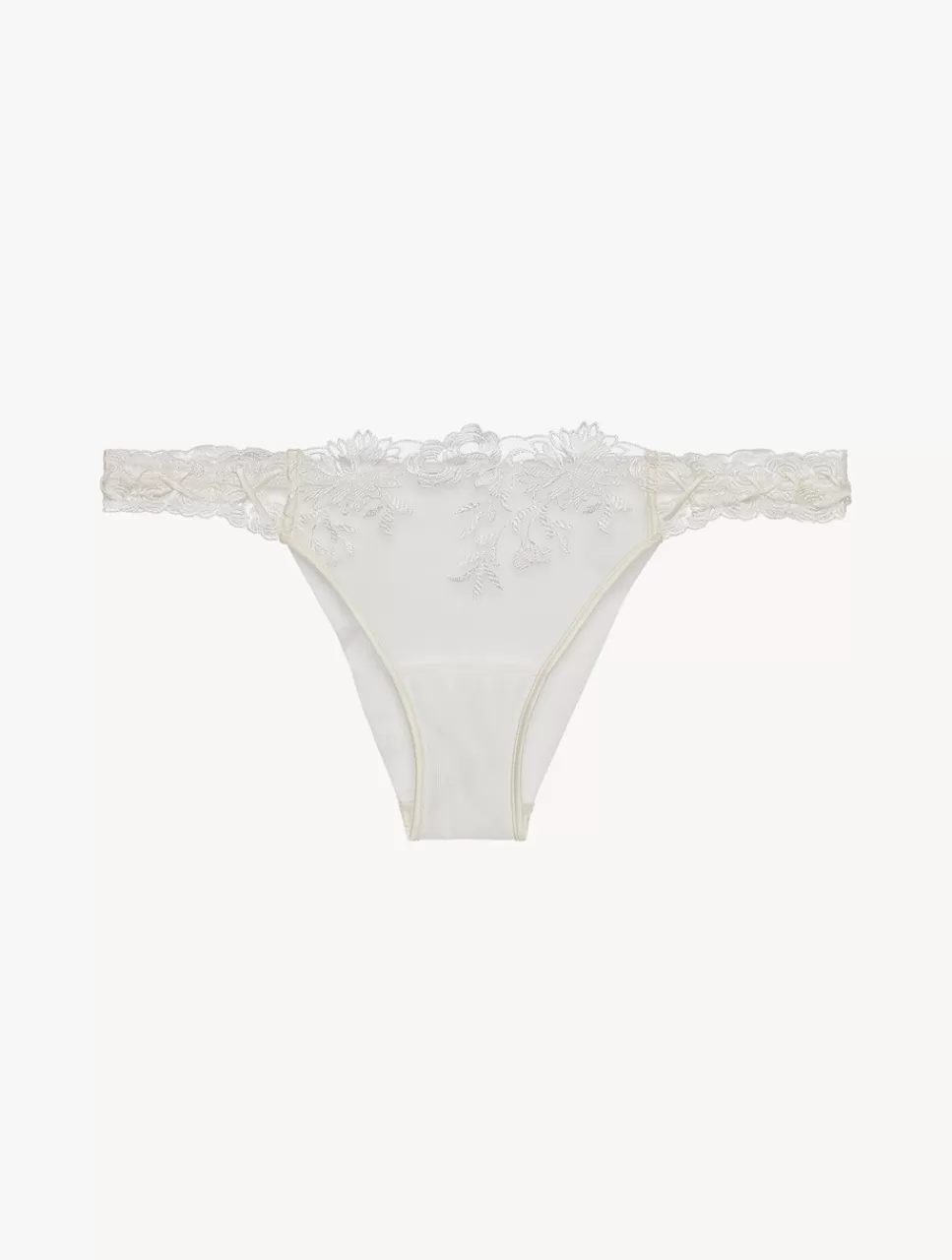 La Perla Braguita Brasileña En Lycra Con Tul Bordado Blanquecino White Sale