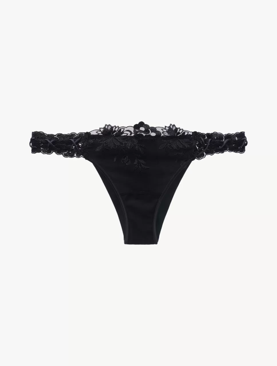 La Perla Braguita Brasileña En Lycra Con Tul Bordado Negro Black Cheap