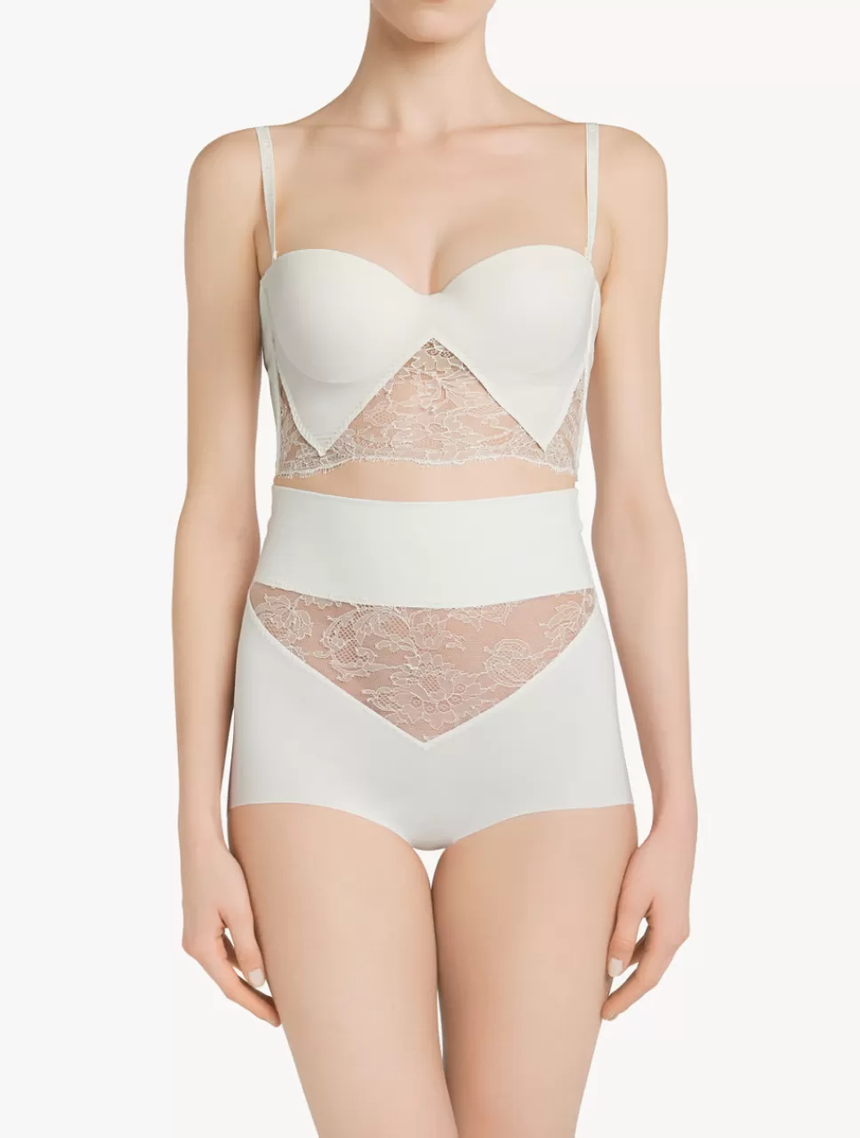 La Perla Braguita Control Fit Talle Alto De Lycra® Con Encaje Chantilly Color Blanco White Best Sale