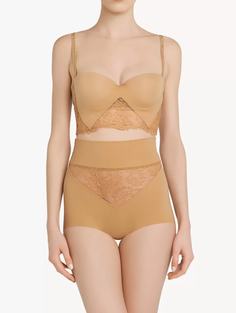 La Perla Braguita Control Fit Talle Alto De Lycra® Con Encaje Chantilly Color Carne Nude Cheap