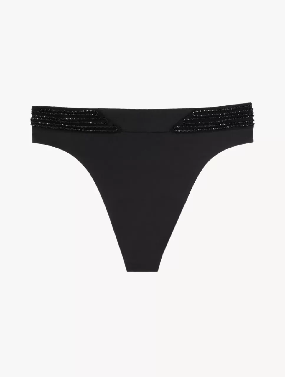 La Perla Braguita De Bikini Brasileña De Cintura Alta De Color Con Cuentas Negro Outlet