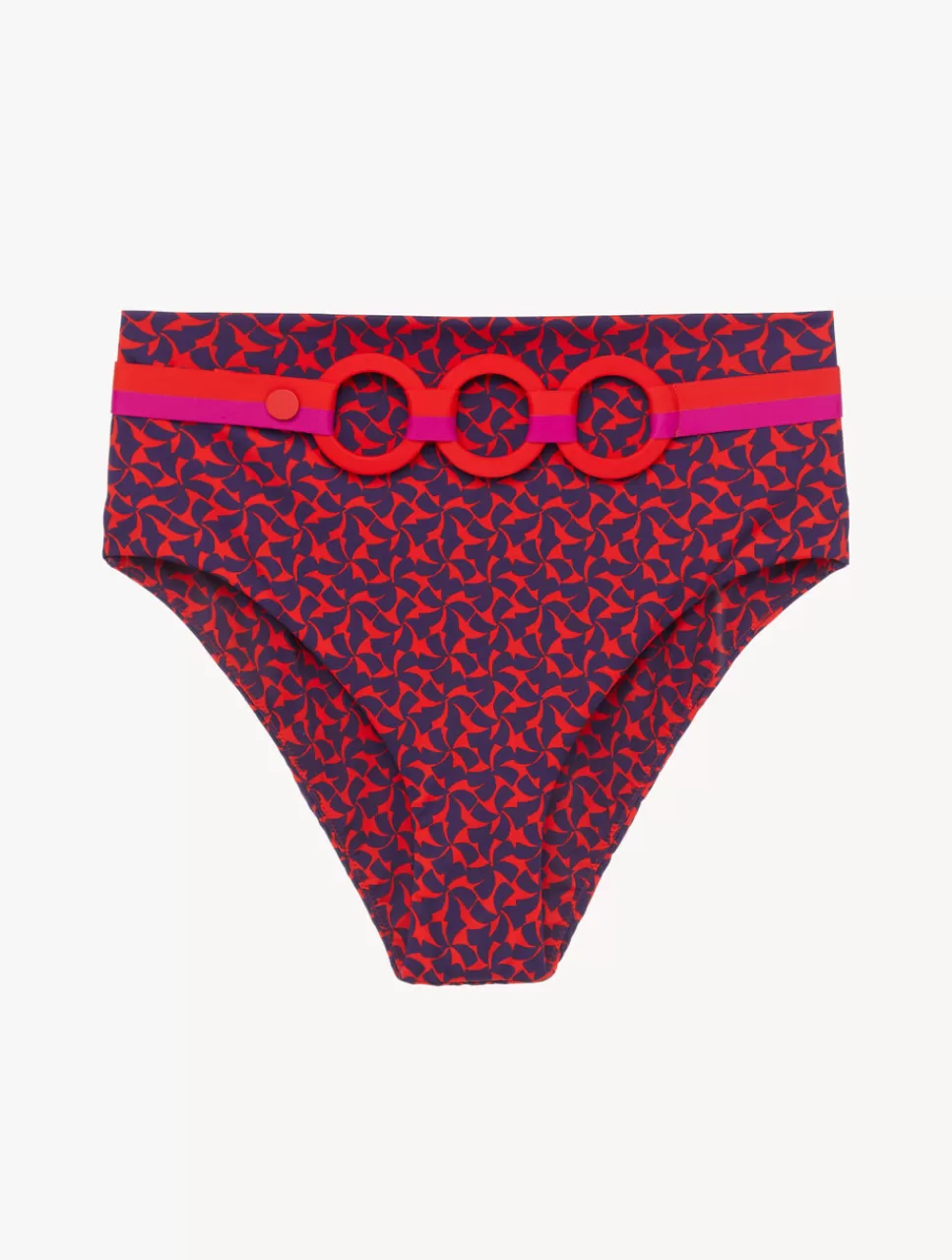 La Perla Braguita De Bikini De Cintura Alta Con Cinturón De Color Rojo Y Azul Rojoyazul Shop