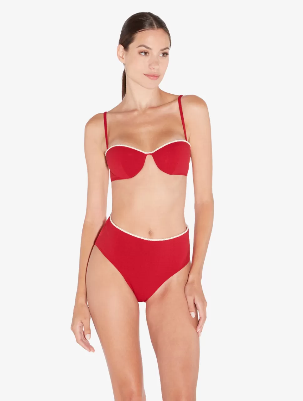 La Perla Braguita De Bikini De Cintura Alta Con Monograma Rojo Clearance