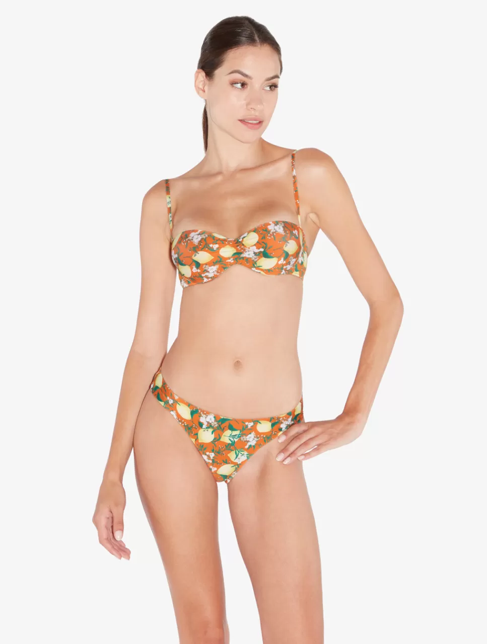 La Perla Braguita De Bikini Estampada Con Fruncido De Color Naranja Best Sale