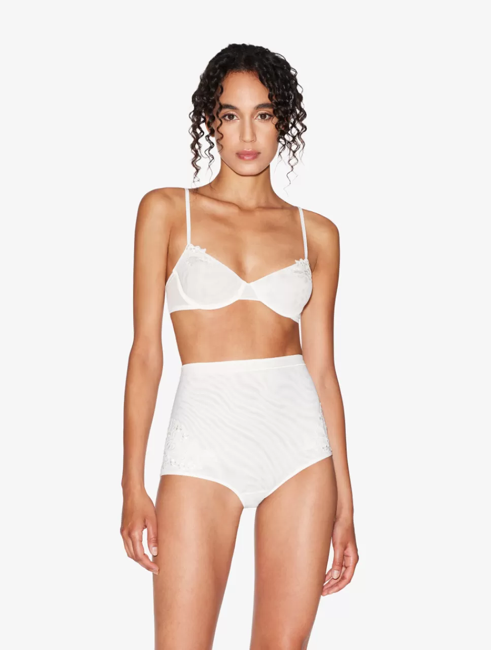 La Perla Braguita De Talle Alto En Tul Elástico Blanquecino Off-White Discount