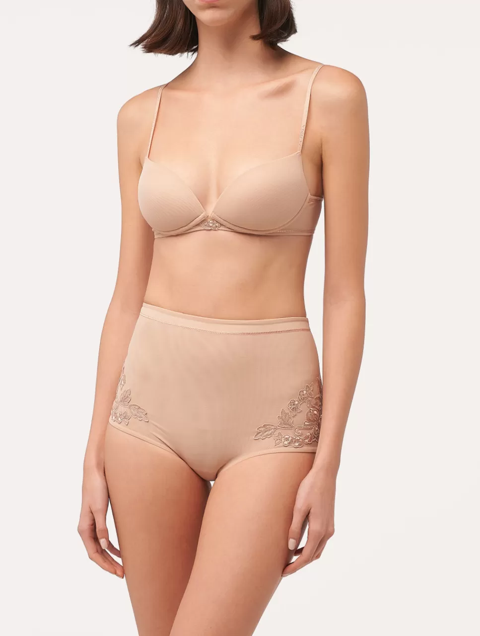 La Perla Braguita De Talle Alto En Tul Elástico Color Arena Nude Online