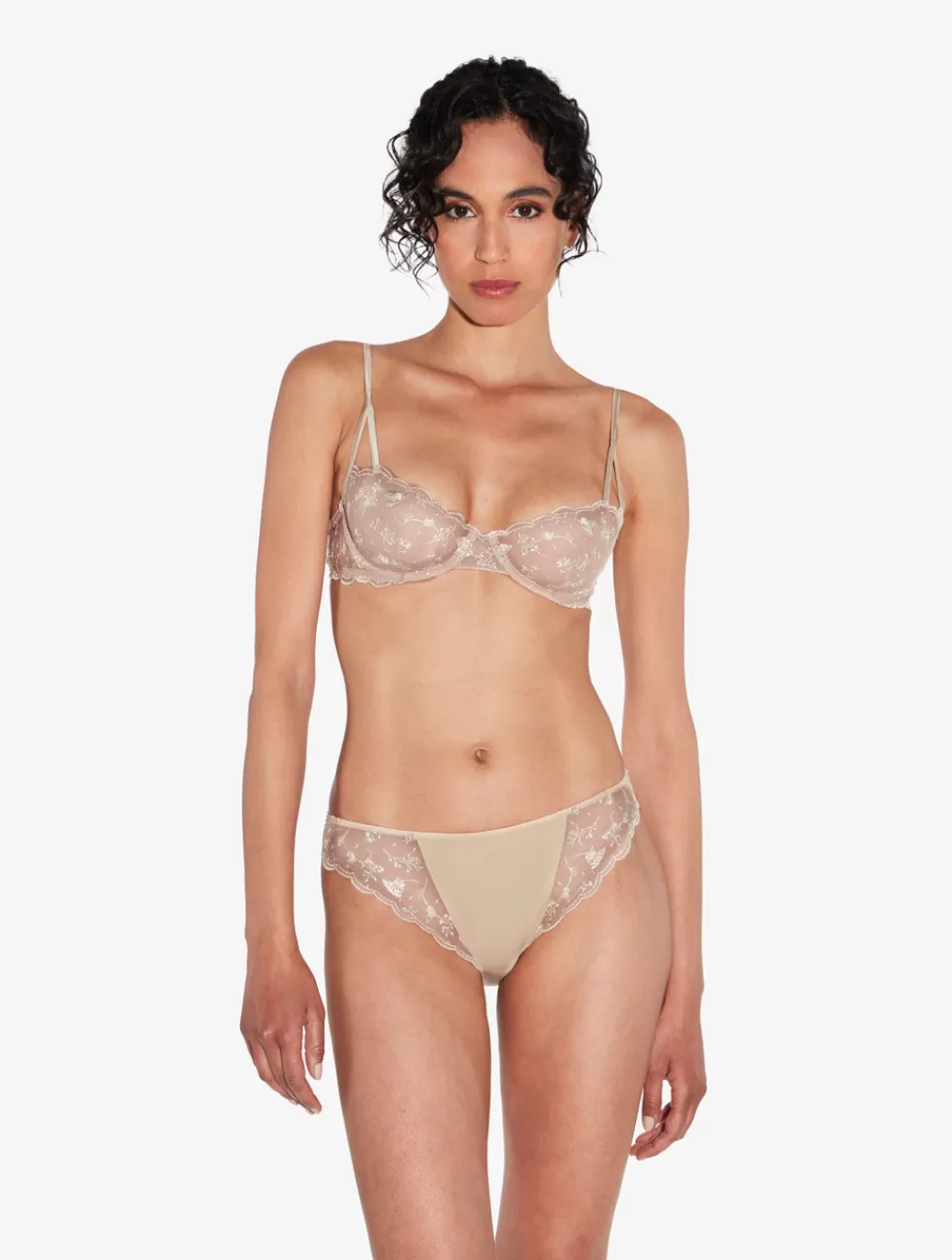 La Perla Braguita En Halo Y Ivory Nude Con Tul Bordado Beige Best Sale