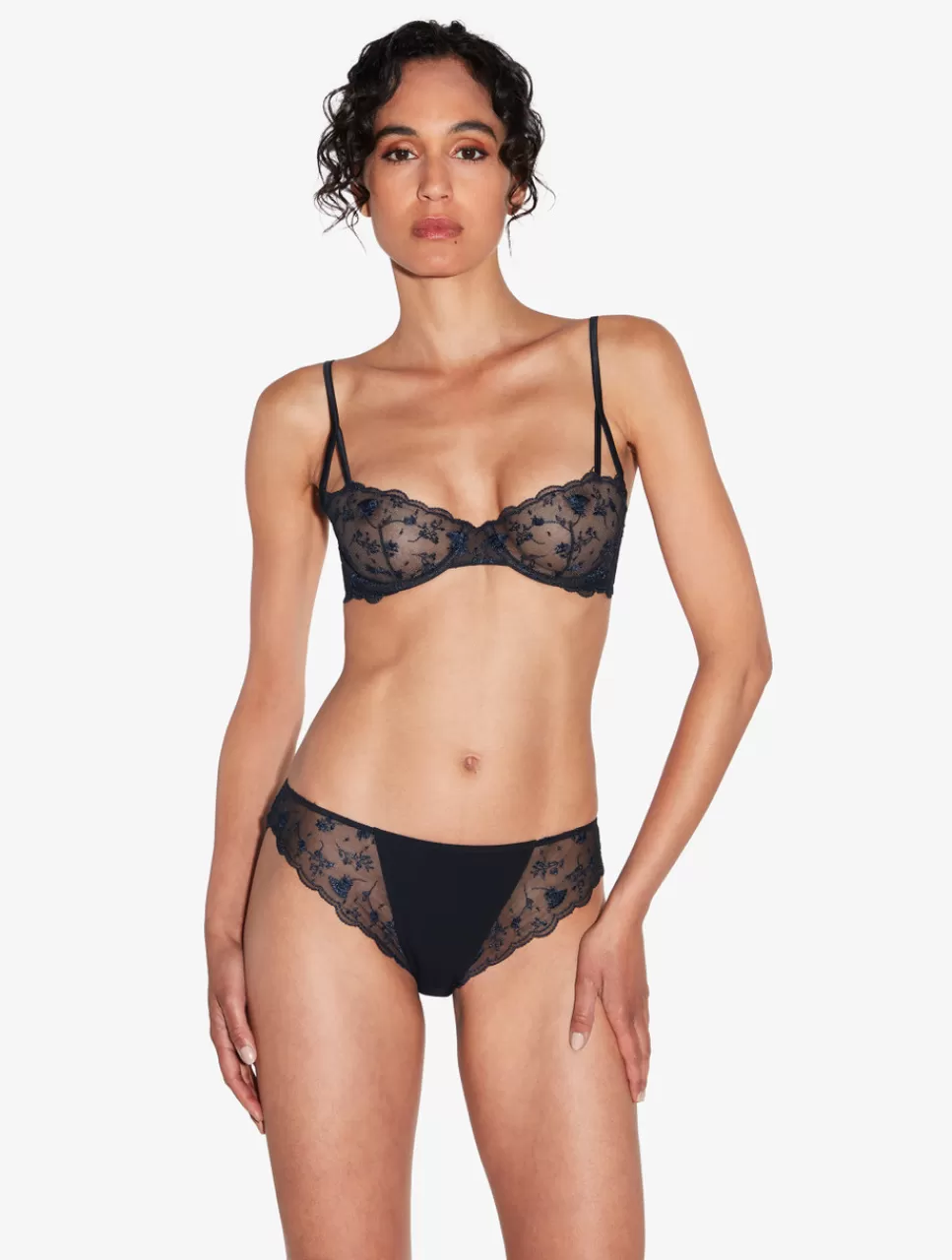 La Perla Braguita En Onyx Con Tul Bordado Negro Flash Sale