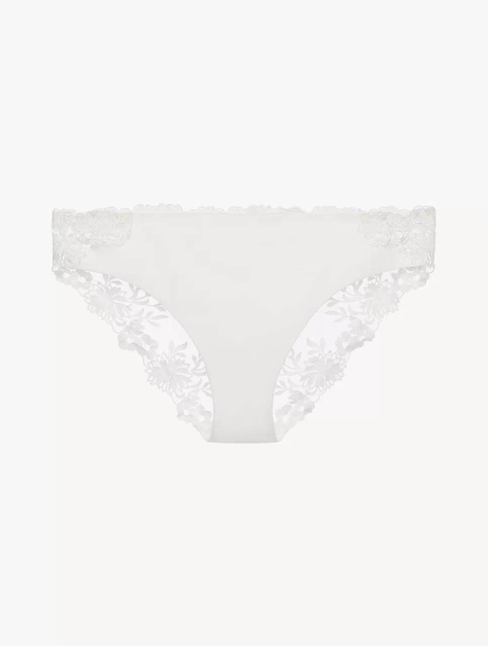 La Perla Braguita Hipster De Lycra Con Tul Bordado Blanquecino White Best Sale