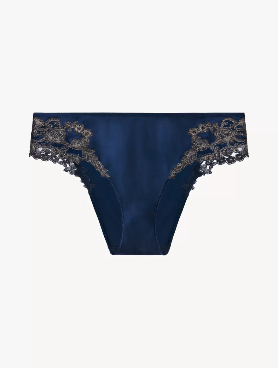 La Perla Braguita Talle Medio De Seda Azul Oscuro Con Frastaglio Color Plata DarkBlue Online