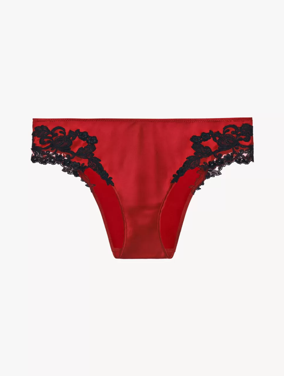 La Perla Braguita Talle Medio De Seda Rojo Con Frastaglio Color Negro Red New