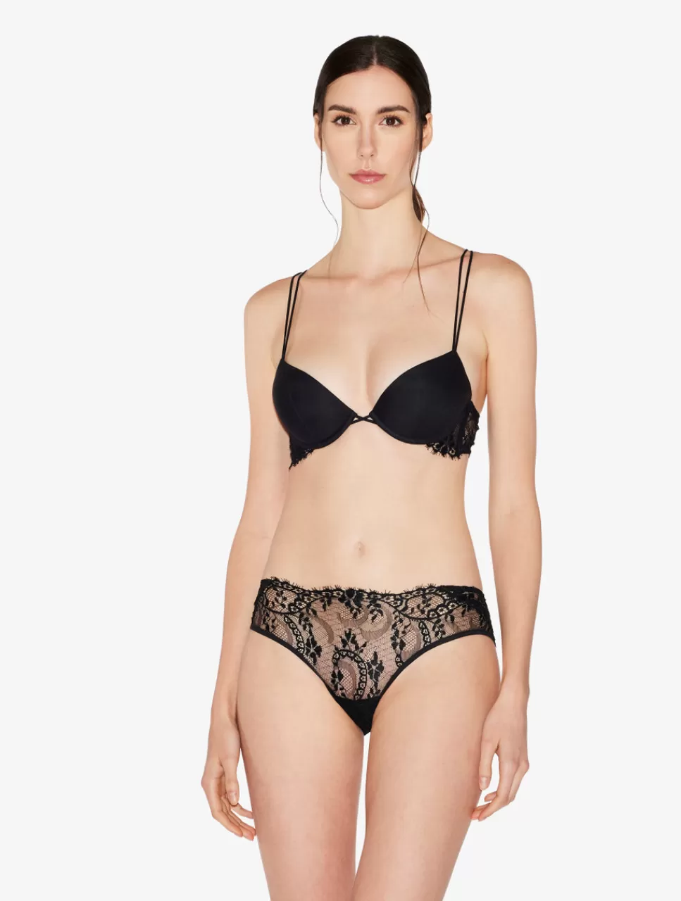 La Perla Braguita Talle Medio Negra De Encaje Leavers Black Sale