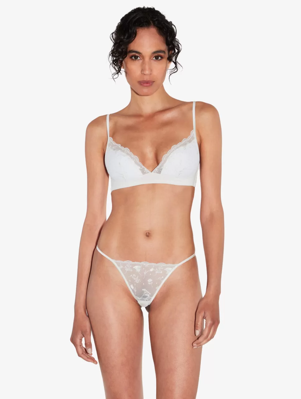 La Perla Bralette Hueso Con Tul Bordado Blanco Store