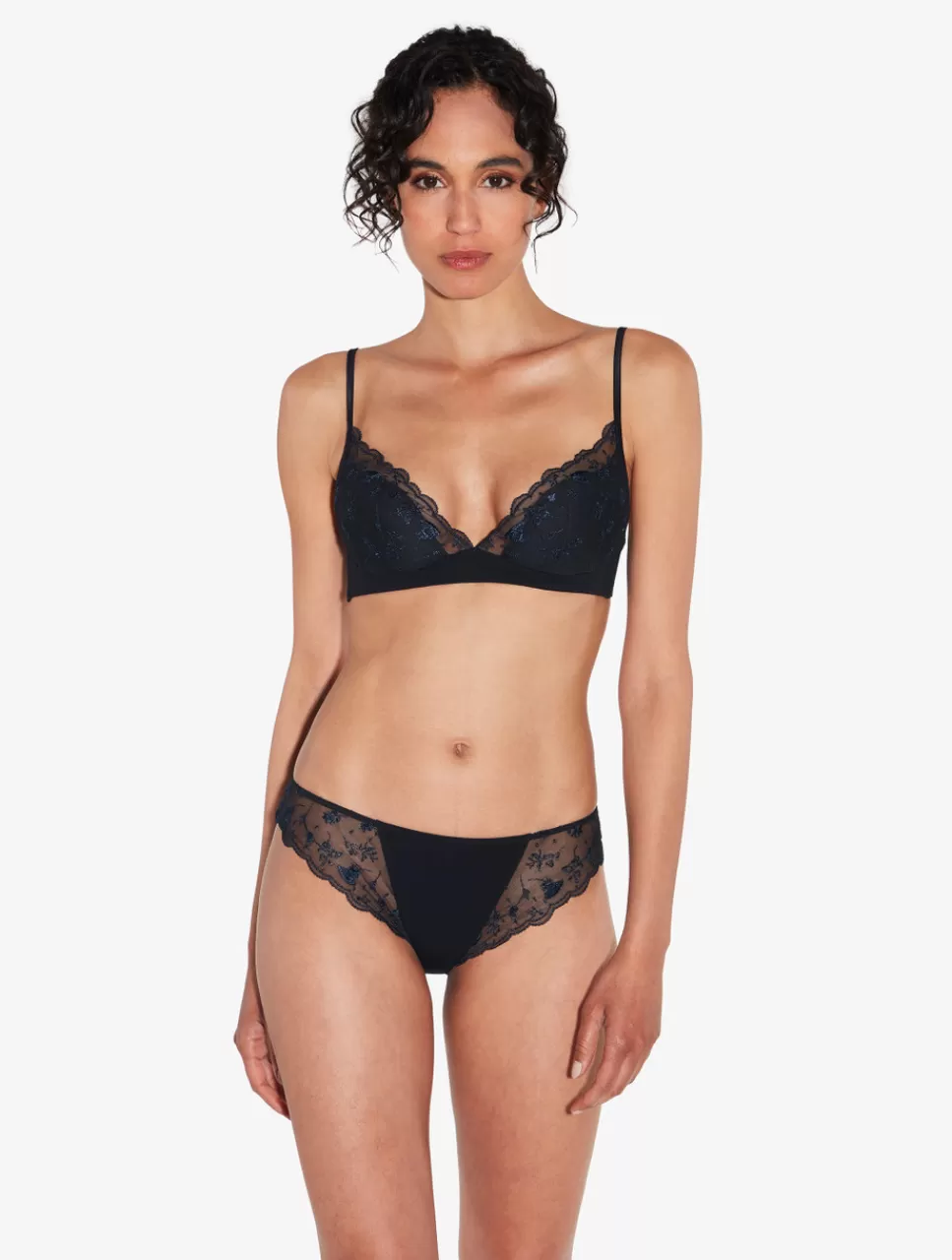 La Perla Bralette Onyx Con Tul Bordado Negro Flash Sale