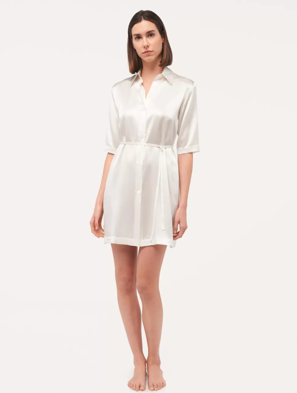 La Perla Camisa Larga De Seda Blanca White Best