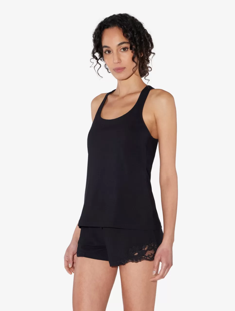 La Perla Camiseta De Tirantes Con Espalda Nadadora De Algodón Negro Black Flash Sale