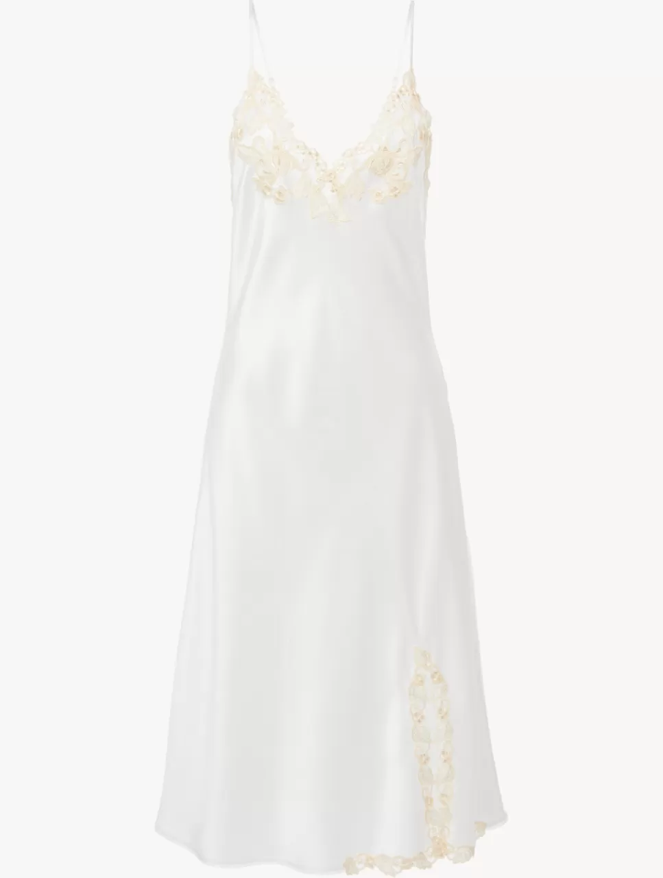 La Perla Camisón Corto De Raso De Seda Con Frastaglio Blanco Best Sale