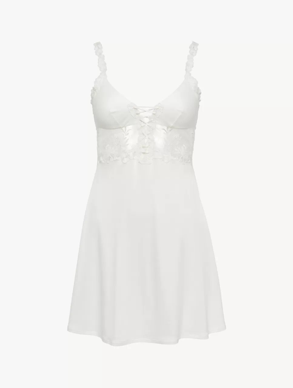 La Perla Camisón De Modal Blanquecino Con Tul Bordado White Clearance