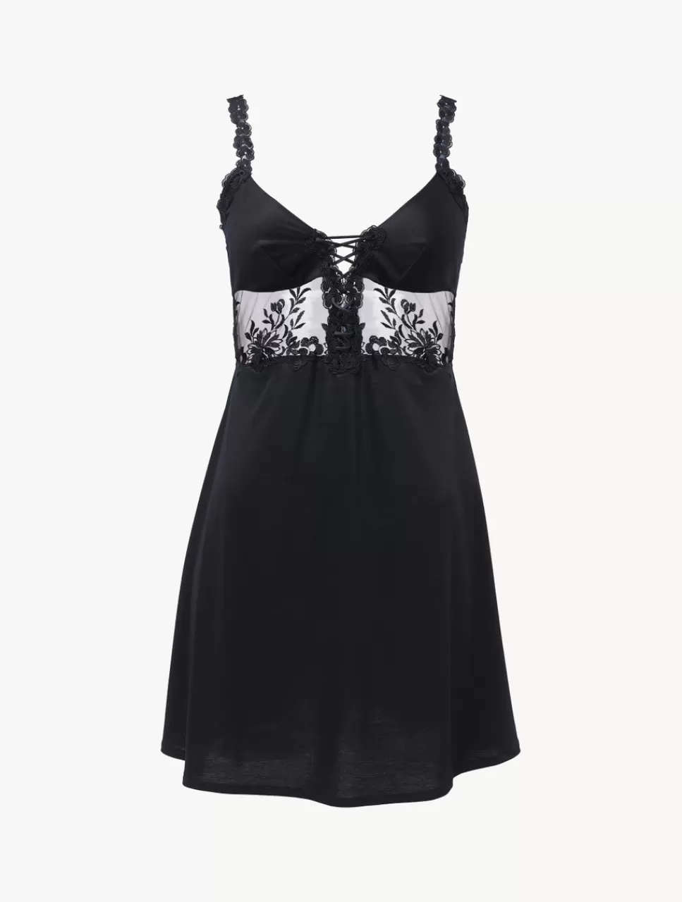 La Perla Camisón De Modal Negro Con Tul Bordado Black Best Sale