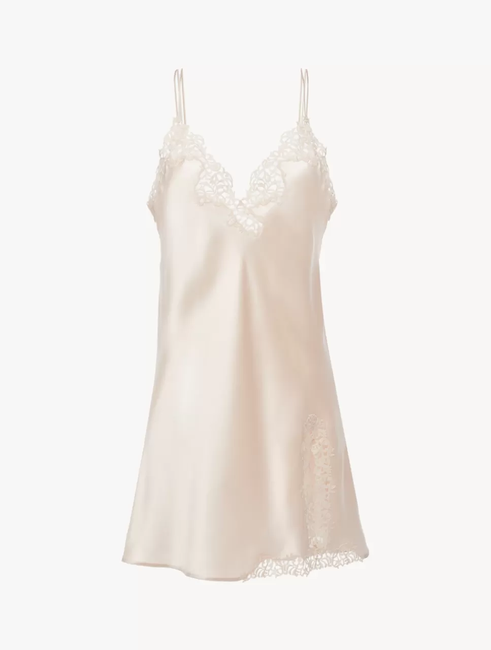 La Perla Camisón Escotado Beige Rosado Con Macramé RoseBeige Fashion