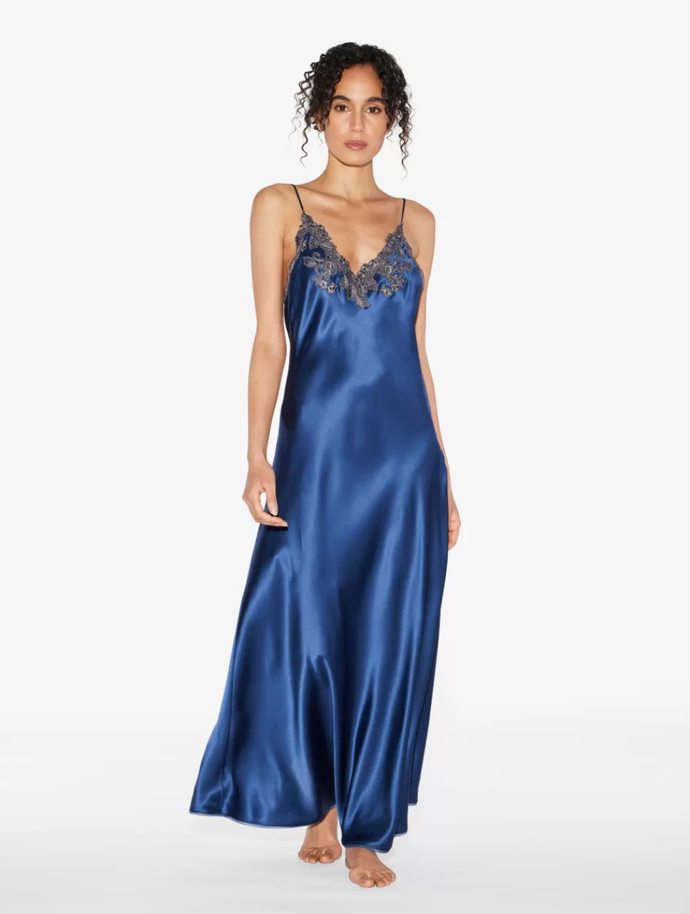 La Perla Camisón Largo Oscuro Con Frastaglio Azul Online