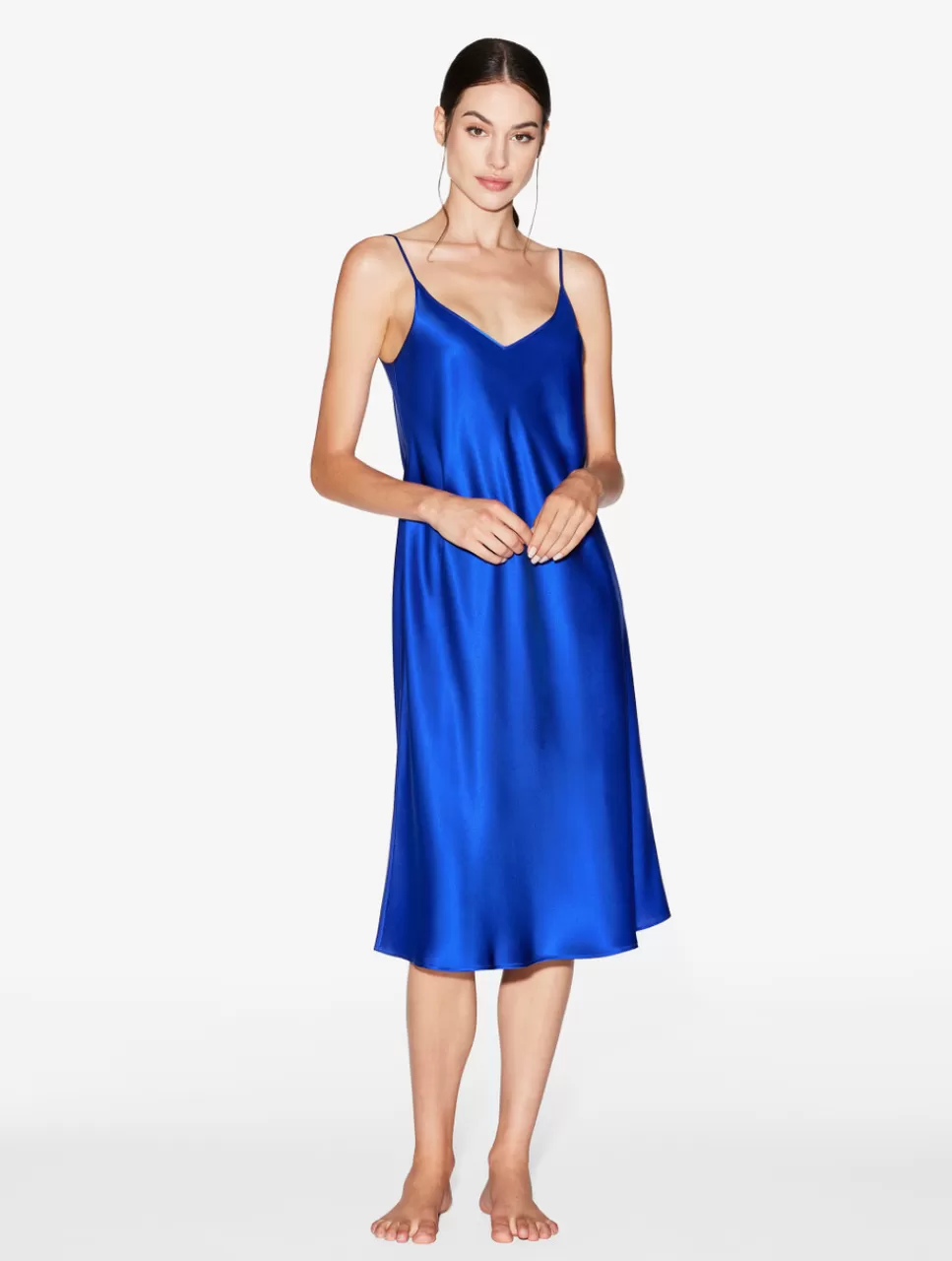 La Perla Camisón Midi De Seda En Color Eléctrico Azul Clearance