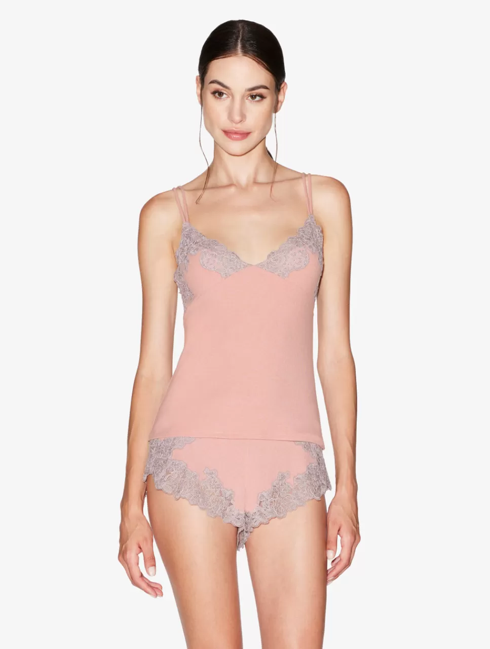 La Perla Camisola Acanalada En Mezcla De Cachemir De Color Blush Clay Con Frastaglio Rosado Online