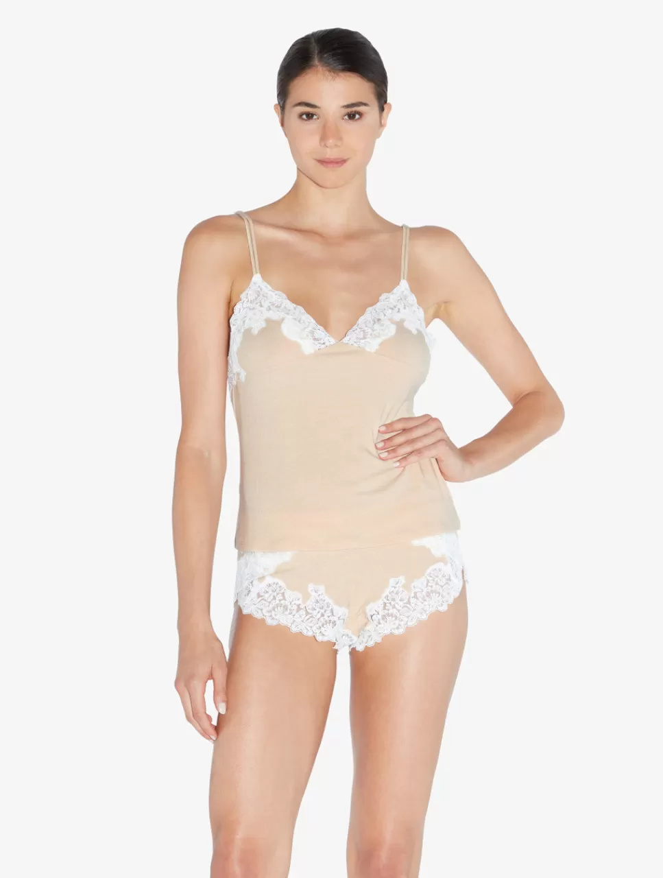 La Perla Camisola Acanalada En Mezcla De Cachemir De Color Halo Con Frastaglio Amarillo Sale