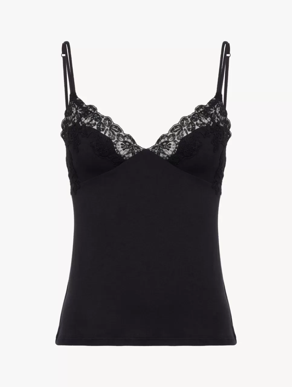 La Perla Camisola Acanalada En Mezcla De Cachemir De Color Onyx Con Frastaglio Negro Online