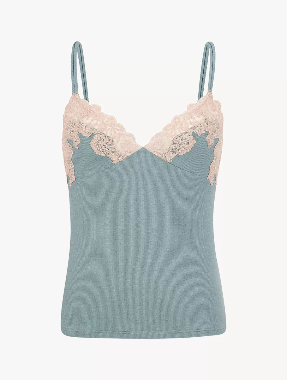 La Perla Camisola Acanalada En Mezcla De Cachemir Sleepy Dream Con Frastaglio Azul Fashion