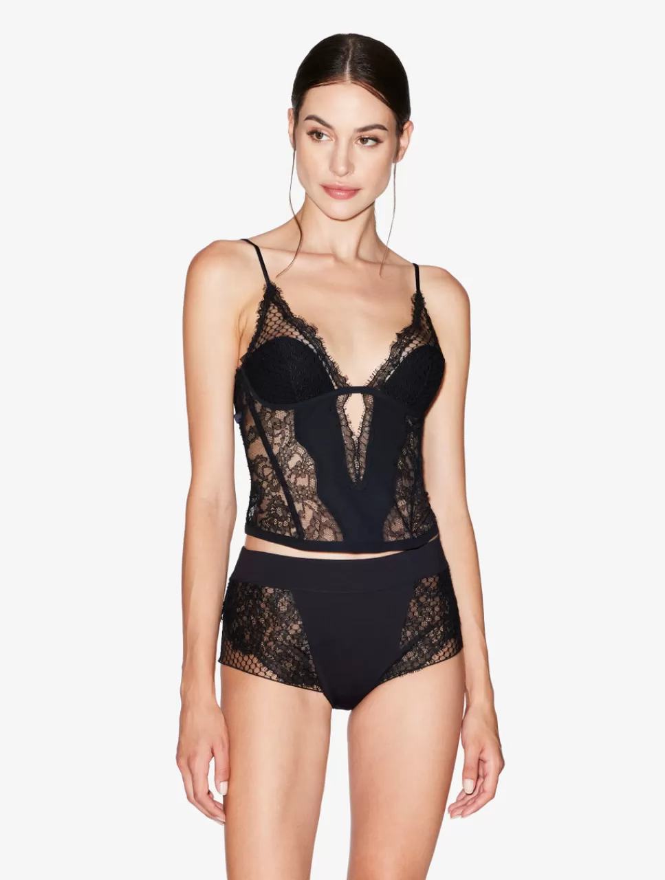 La Perla Corsé Con Encaje Leavers Negro Best Sale