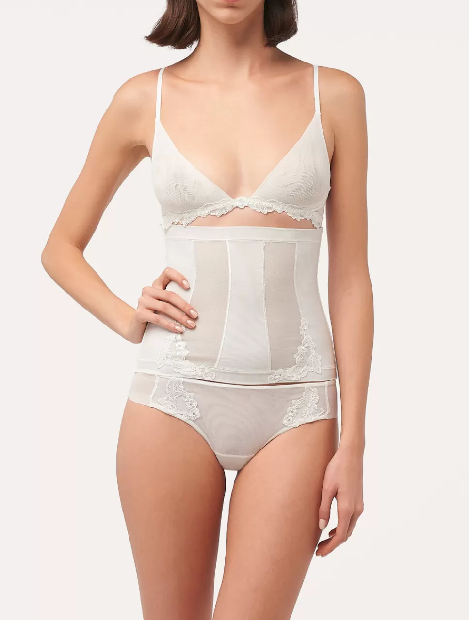 La Perla Corsé De Tul Elástico Blanquecino Off-White Store