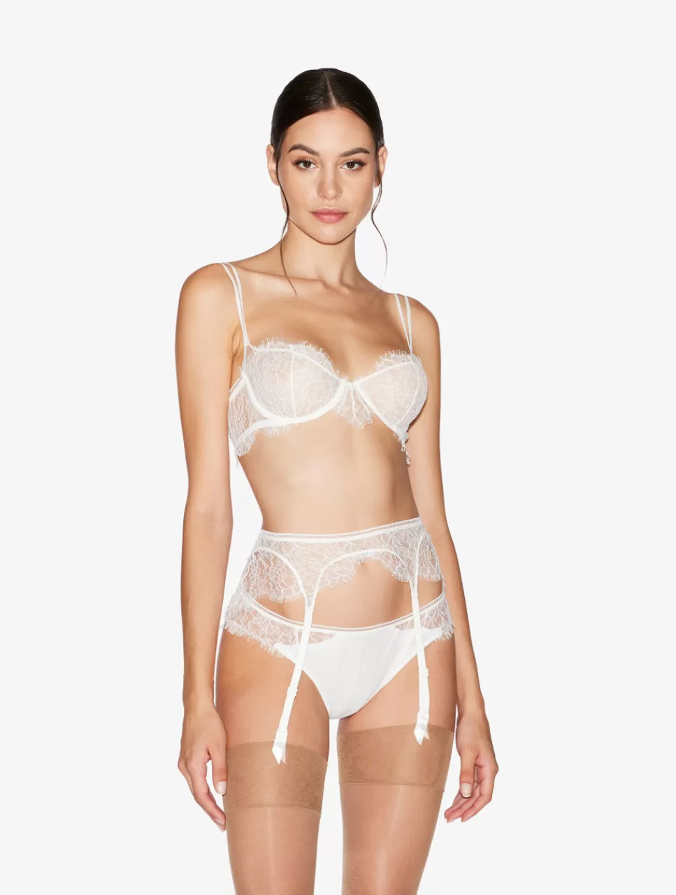 La Perla Liguero Con Encaje De Color Hueso Blanco Clearance