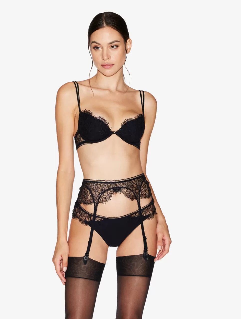 La Perla Liguero Con Encaje De Color Ónix Negro Sale