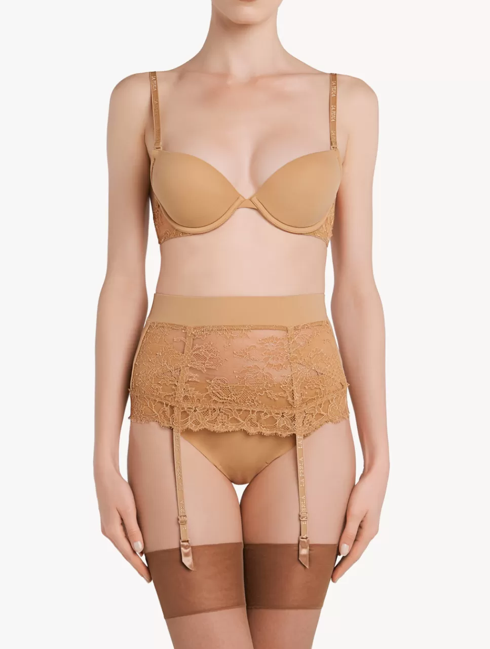 La Perla Liguero Control Fit De Lycra® Con Encaje Chantilly Color Carne Nude Shop