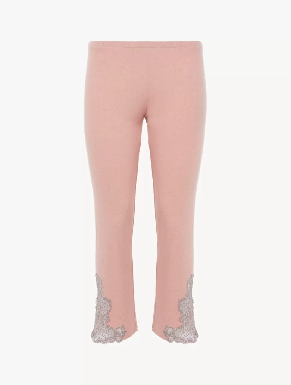 La Perla Pantalón Acanalado En Mezcla De Cachemir De Color Blush Clay Con Frastaglio Rosado Sale