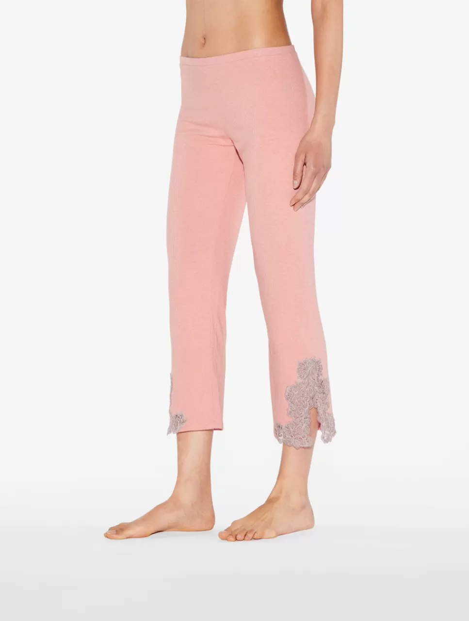 La Perla Pantalón Acanalado En Mezcla De Cachemir De Color Blush Clay Con Frastaglio Rosado Sale