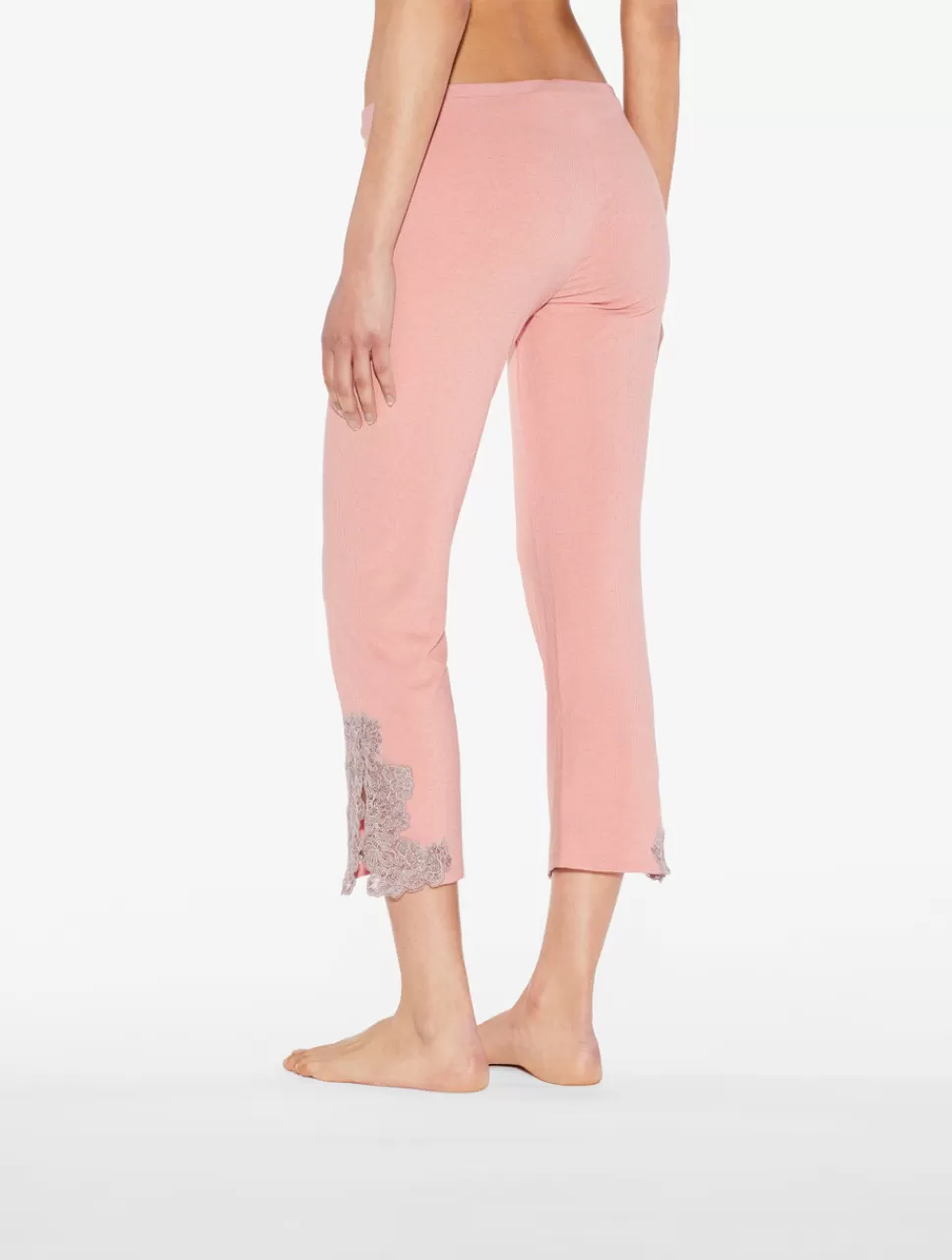 La Perla Pantalón Acanalado En Mezcla De Cachemir De Color Blush Clay Con Frastaglio Rosado Sale