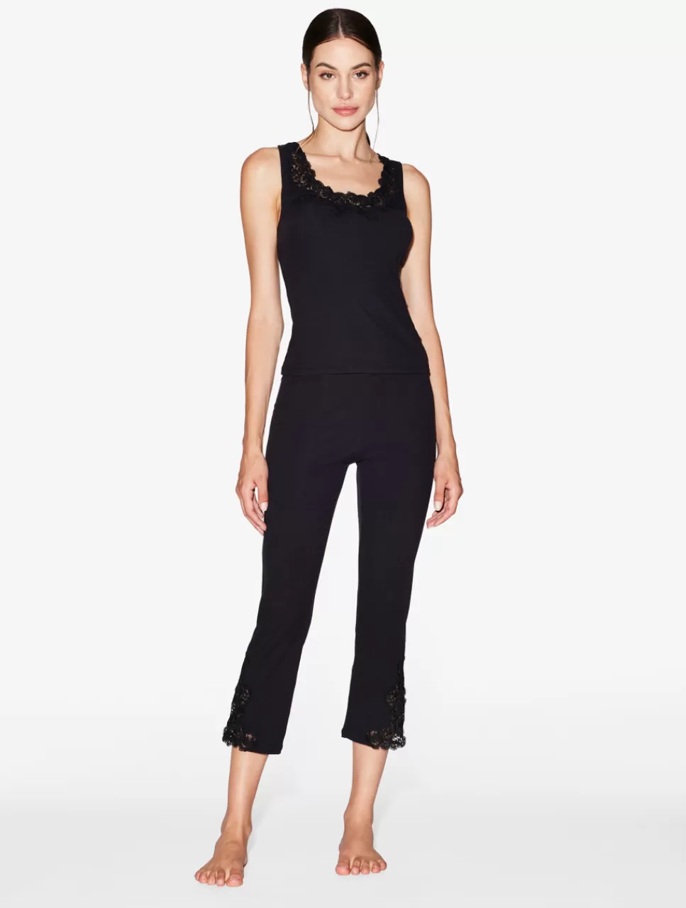 La Perla Pantalón Acanalado En Mezcla De Cachemir De Color Onyx Con Frastaglio Negro Best Sale
