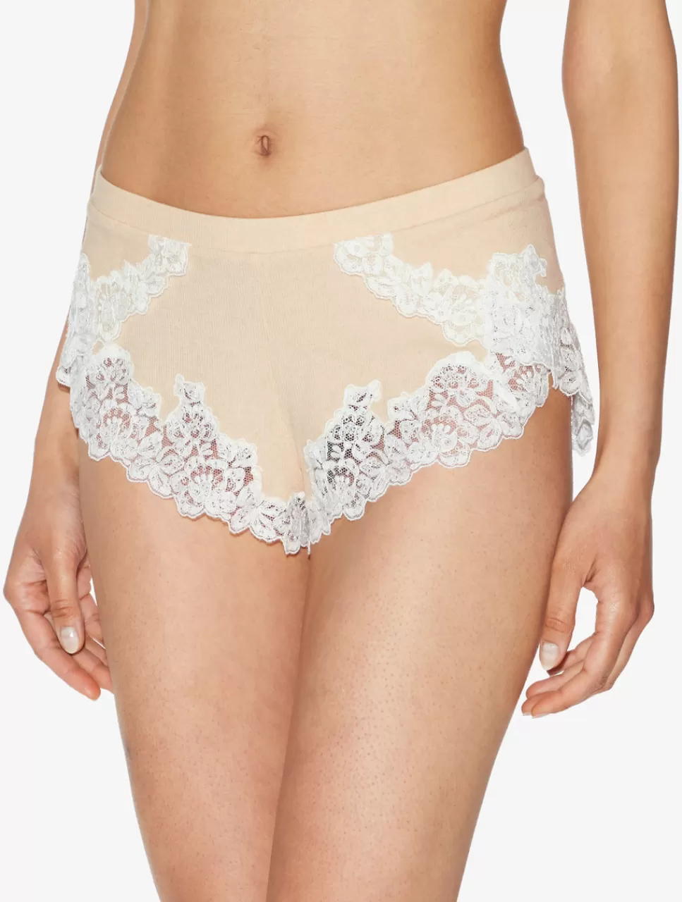 La Perla Pantalón Corto De Pijama Acanalado En Mezcla De Cachemir De Color Halo Con Frastaglio Amarillo Online