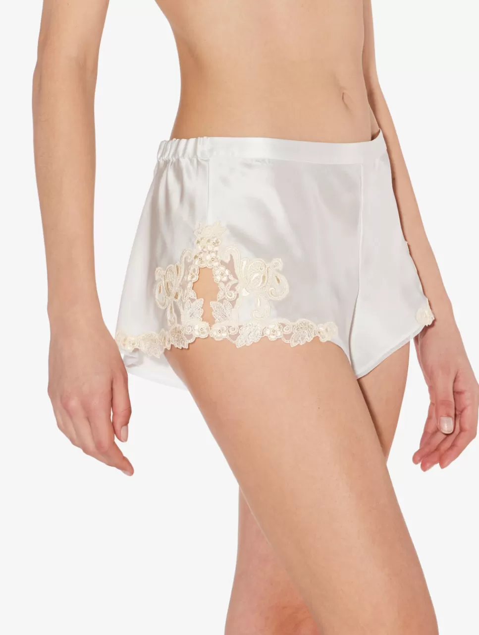 La Perla Pantalón Corto De Pijama Blanco Con Frastaglio Color Marfil White Clearance